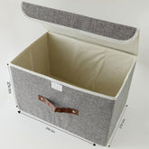 Urbane Home Large Storage Box With Lid|Foldable Toys Storage Bin|Wardrobe Organizer For clothes|Front Handle & Sturdy (Grey)